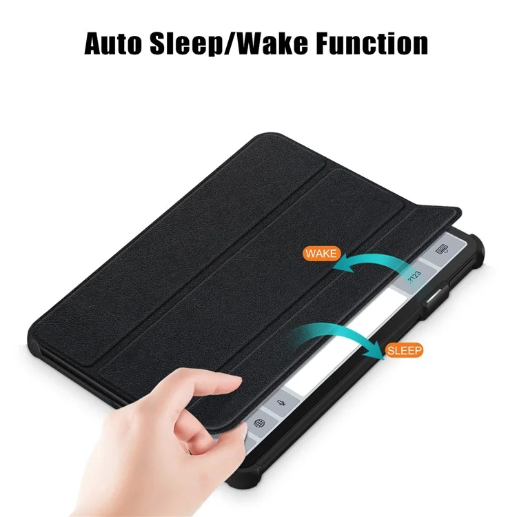 For Huawei MatePad 11 (2023) Tri-fold Stand Tablet Case PU Leather Tablet Cover with Auto Wake / Sleep - Black-Cellmalls