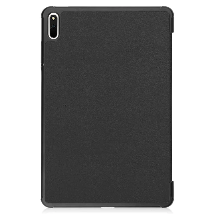 For Huawei MatePad 11 (2021) Protective Case Shockproof PU Leather Tablet Shell Three-fold Stand Cover Support Auto Wake/Sleep - Black-Cellmalls