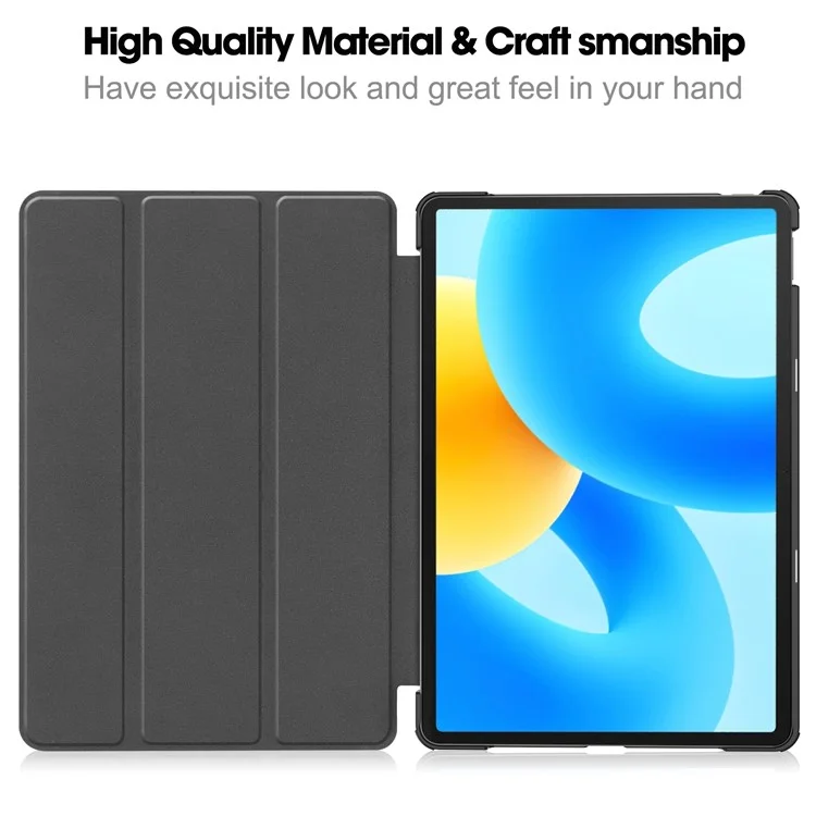 For Huawei MatePad 11.5 Tri-fold Stand Tablet Case Auto Wake / Sleep Tablet Leather Cover - Black-Cellmalls