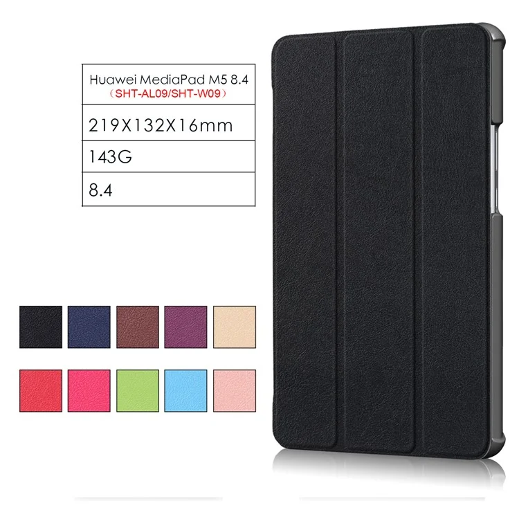 Tri-fold Stand Leather Tablet Smart Case for Huawei MediaPad M5 8 - Black-Cellmalls