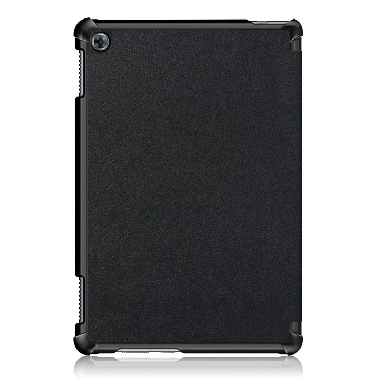 For Huawei Mediapad M5 Lite 10.1 Tri-fold Stand Auto-wake / sleep Smart Leather Case - Black-Cellmalls
