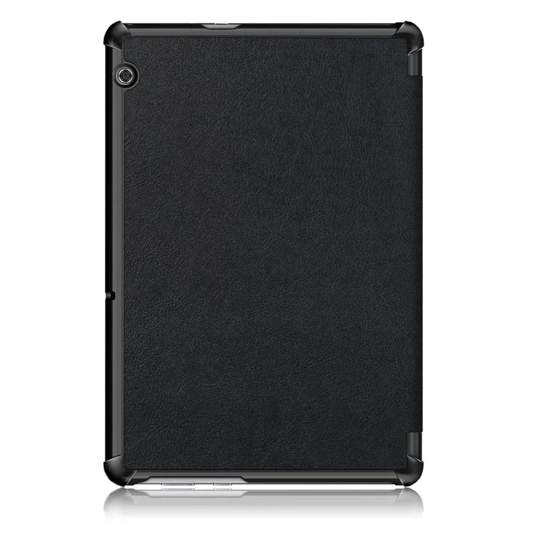 PU Leather Tri-fold Stand Tablet Flip Protective Casing for Huawei Mediapad T5 10 - Black-Cellmalls