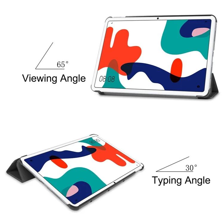 Tri-fold Leather Cover with Stand for Huawei MatePad 10.4-inch - Black-Cellmalls