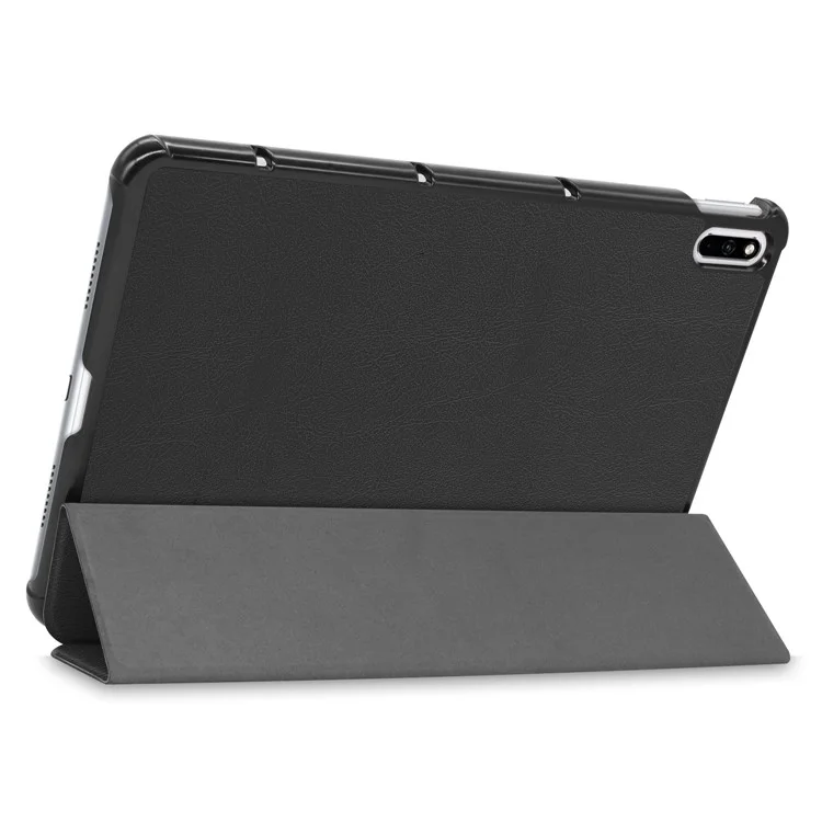 Tri-fold Leather Cover with Stand for Huawei MatePad 10.4-inch - Black-Cellmalls