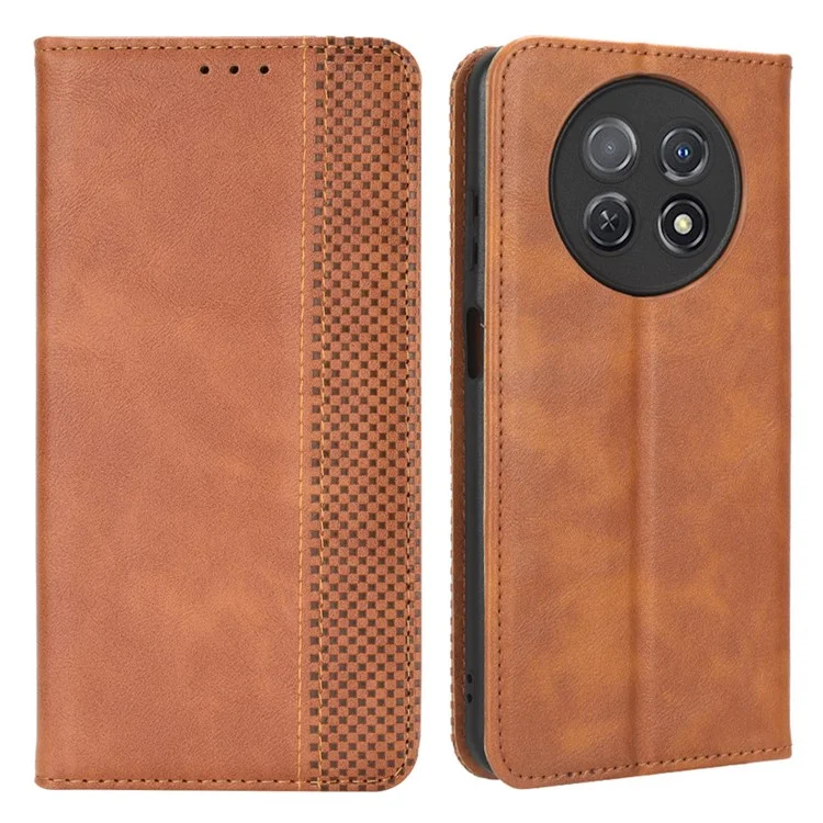 For Huawei nova Y91 4G / Enjoy 60X Dustproof PU Leather Phone Cover Stand Retro Wallet Flip Cell Phone Case - Brown-Cellmalls