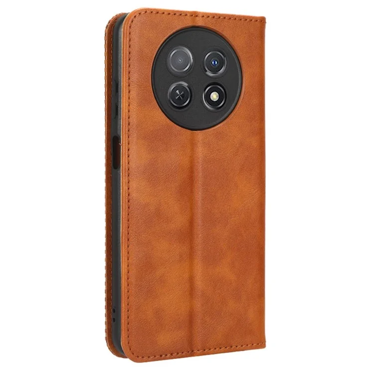 For Huawei nova Y91 4G / Enjoy 60X Dustproof PU Leather Phone Cover Stand Retro Wallet Flip Cell Phone Case - Brown-Cellmalls