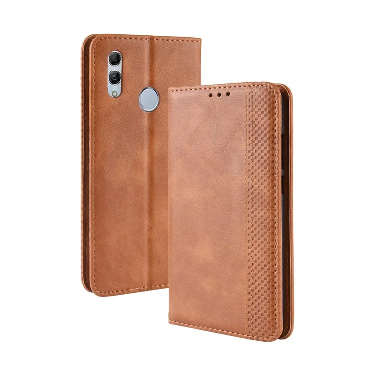 Vintage Style PU Leather Flip Case [Wallet Stand] for Huawei Honor 10 Lite / P Smart (2019) / Nova Lite 3 - Brown-Cellmalls
