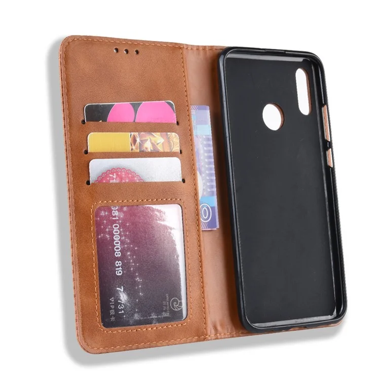Vintage Style PU Leather Flip Case [Wallet Stand] for Huawei Honor 10 Lite / P Smart (2019) / Nova Lite 3 - Brown-Cellmalls