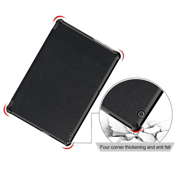 PU Leather Tri-fold Stand Tablet Flip Protective Casing for Huawei Mediapad T5 10 - Black-Cellmalls