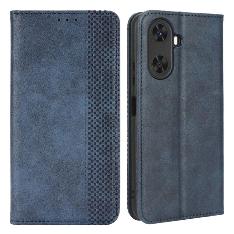 Retro Phone Cover for Huawei Enjoy 60 Magnetic PU Leather Stand Cell Phone Wallet Case - Blue-Cellmalls