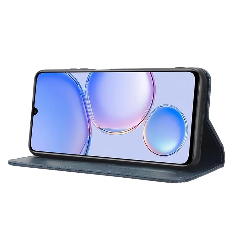 Retro Phone Cover for Huawei Enjoy 60 Magnetic PU Leather Stand Cell Phone Wallet Case - Blue-Cellmalls