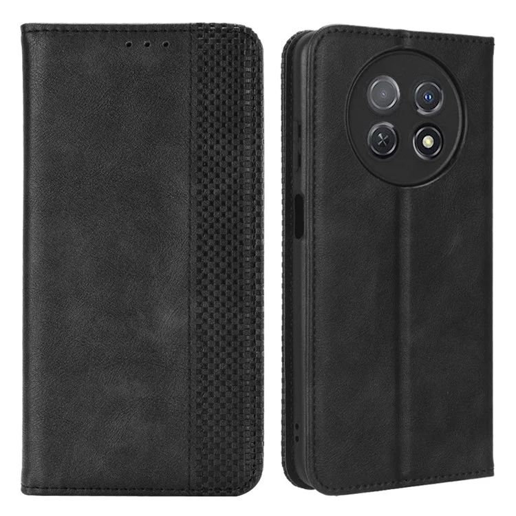 For Huawei nova Y91 4G / Enjoy 60X Dustproof PU Leather Phone Cover Stand Retro Wallet Flip Cell Phone Case - Brown-Cellmalls