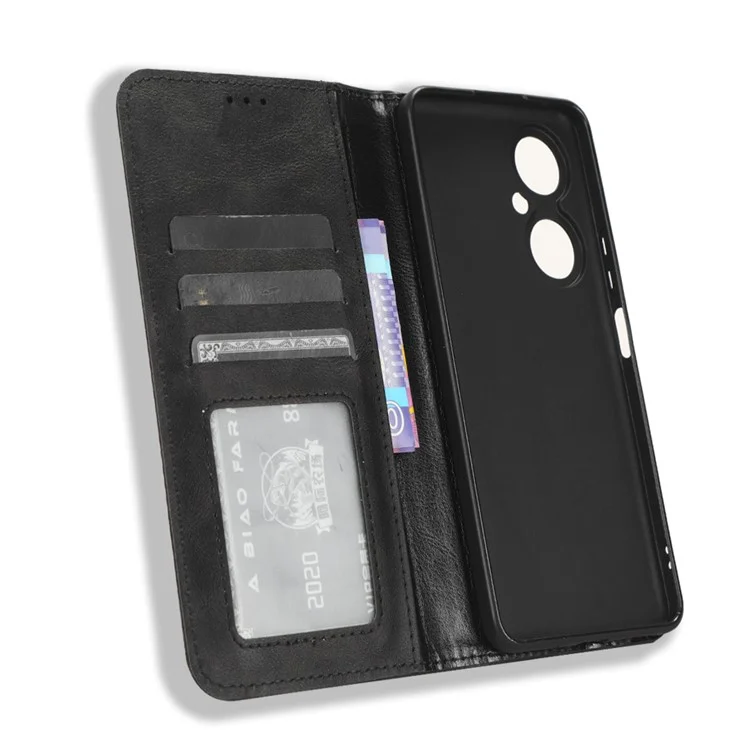 For Huawei Maimang 20 / nova 11i / Enjoy 60 Pro Magnetic Closing Leather Case Stand Wallet Phone Cover - Black-Cellmalls