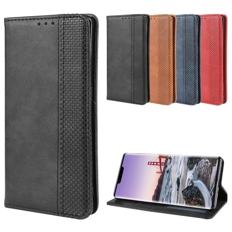 Vintage Style Leather Wallet Case for Huawei Mate 30 Pro - Black-Cellmalls