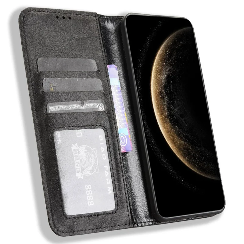 For Huawei Mate 70 Leather Case Wallet Stand Retro Texture Phone Cover - Black-Cellmalls