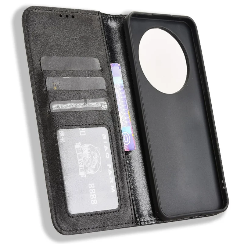 For Huawei Mate 70 Leather Case Wallet Stand Retro Texture Phone Cover - Black-Cellmalls