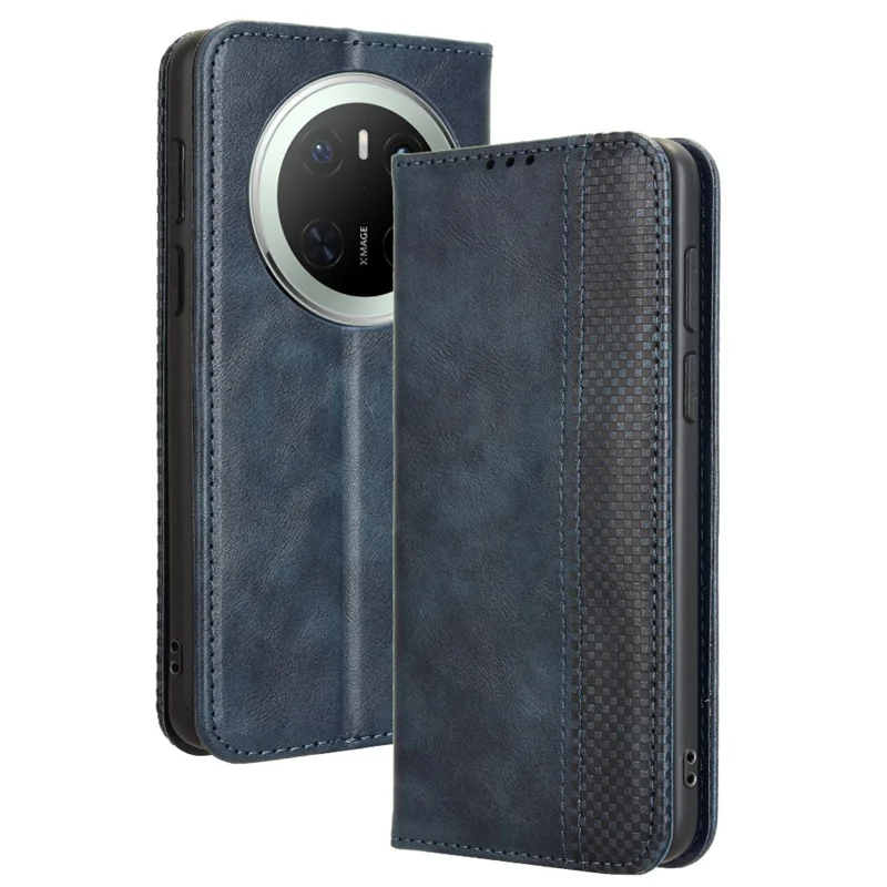 For Huawei Mate 70 Leather Case Wallet Stand Retro Texture Phone Cover - Black-Cellmalls