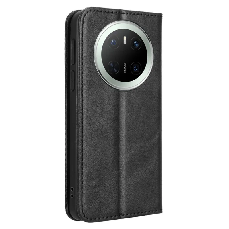 For Huawei Mate 70 Leather Case Wallet Stand Retro Texture Phone Cover - Black-Cellmalls