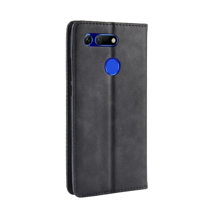 Vintage Style PU Leather Wallet Phone Case for Huawei Honor View 20 / V20 - Black-Cellmalls