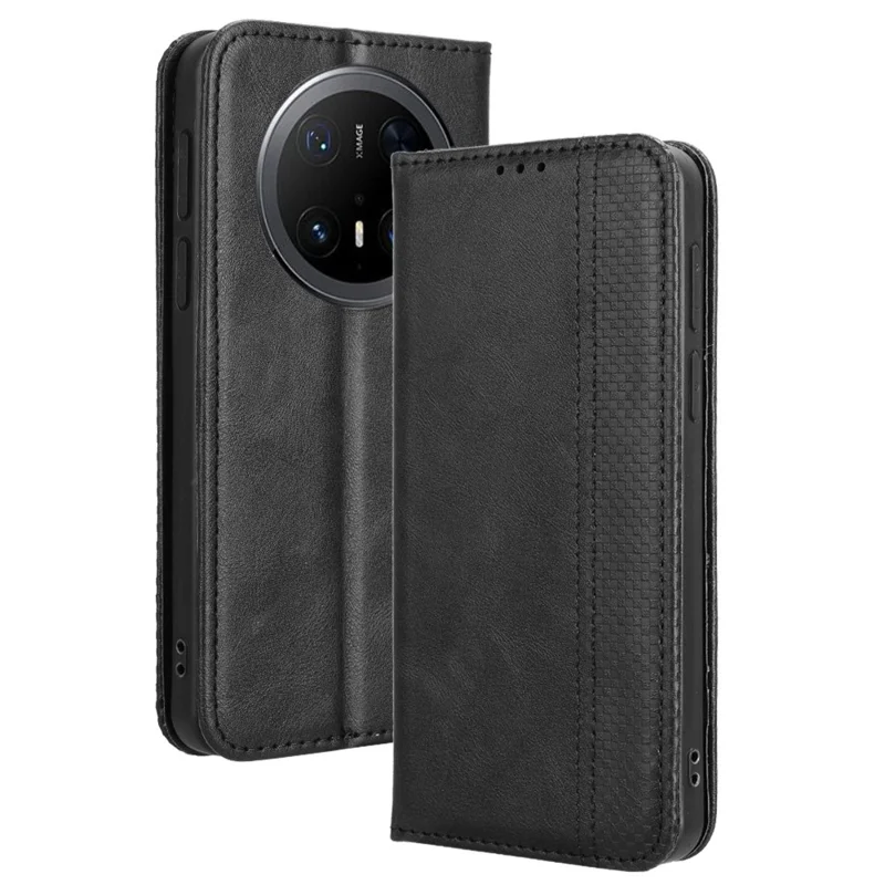 For Huawei Mate 70 Pro+ / 70 Pro Leather Case Wallet Stand Retro Texture Phone Cover - Black-Cellmalls