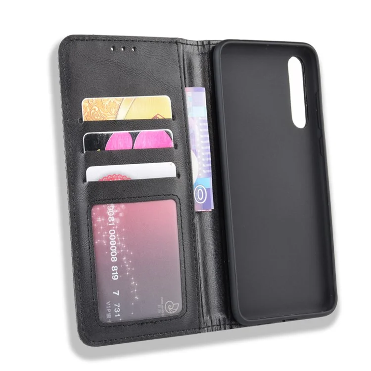 Retro Leather Wallet Phone Shell Casing for Huawei P20 Pro - Black-Cellmalls