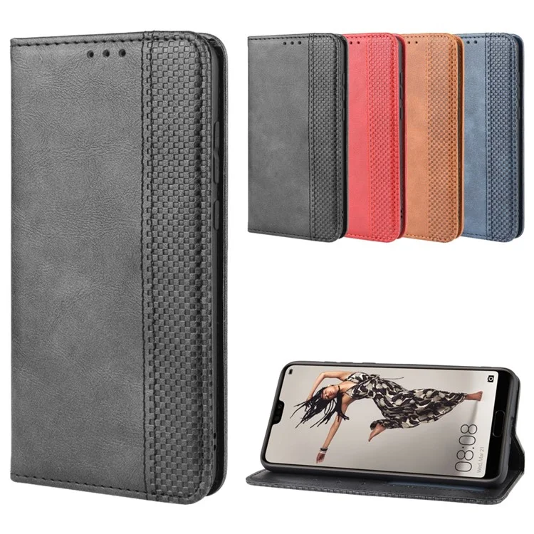 Retro Leather Wallet Phone Shell Casing for Huawei P20 Pro - Black-Cellmalls