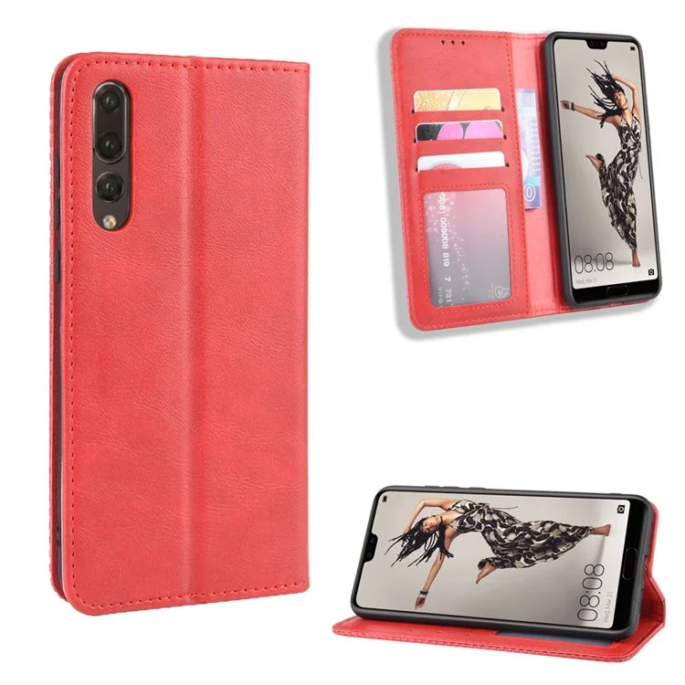 Retro Leather Wallet Phone Shell Casing for Huawei P20 Pro - Black-Cellmalls