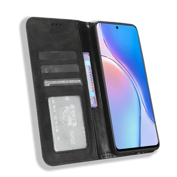 For Huawei Maimang 20 / nova 11i / Enjoy 60 Pro Magnetic Closing Leather Case Stand Wallet Phone Cover - Black-Cellmalls