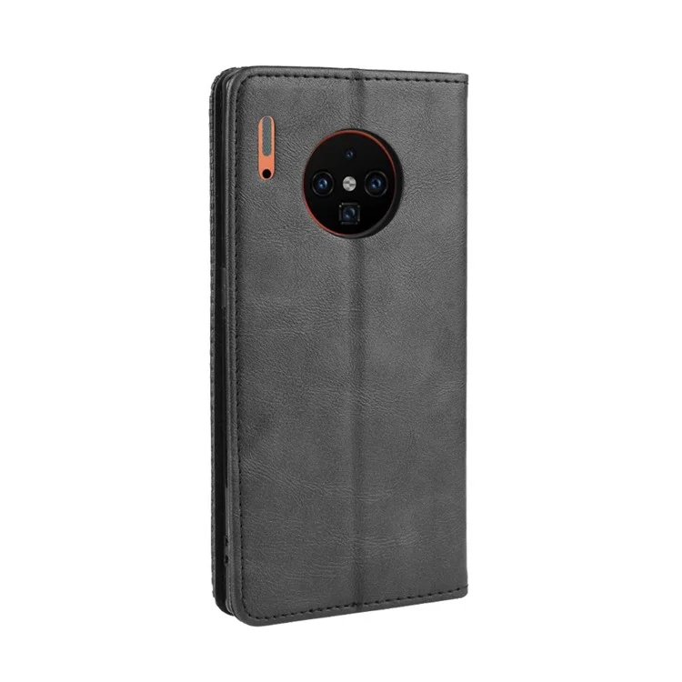 Vintage Style Leather Wallet Case for Huawei Mate 30 Pro - Black-Cellmalls