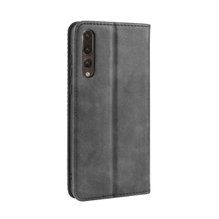 Retro Leather Wallet Phone Shell Casing for Huawei P20 Pro - Black-Cellmalls