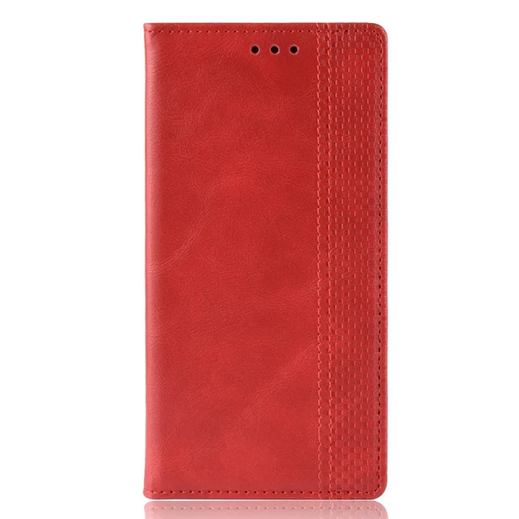 Auto-absorbed Vintage Leather Wallet Mobile Phone Cover for Huawei P30 - Red-Cellmalls