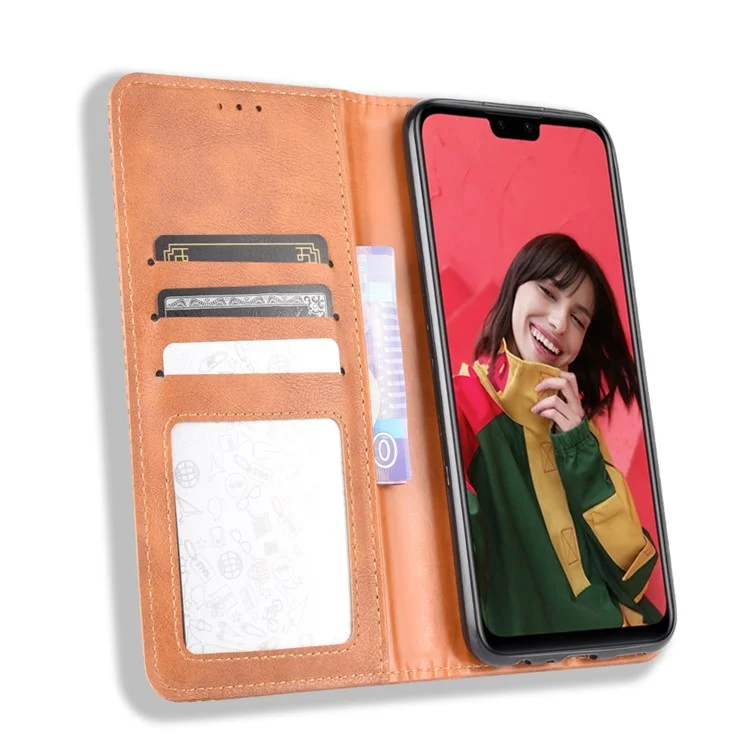 Vintage Style Wallet Stand Leather Cover for Huawei Y8s - Brown-Cellmalls