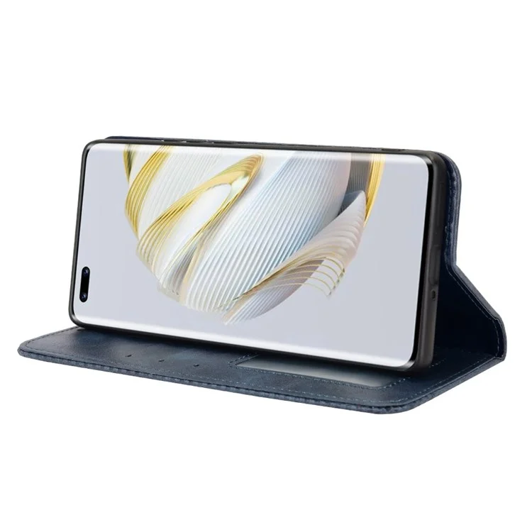 For Huawei nova 10 4G Flip Auto Closing Magnetic Retro PU Leather Wallet Case Stand Function Phone Shell Cover - Blue-Cellmalls