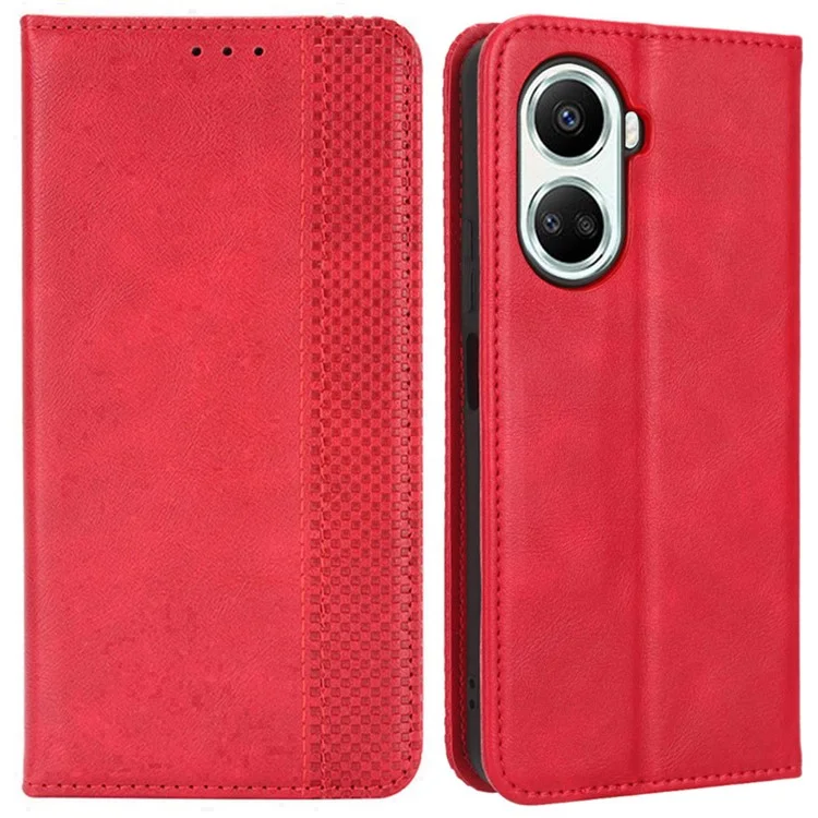 Anti-fall Flip Leather Phone Case For Huawei nova 10 SE 4G Imprinted Pattern Retro Texture Magnetic Auto Closing Phone Cover Wallet Stand - Black-Cellmalls