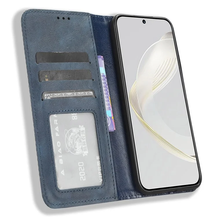 For Huawei nova 11 Pro / nova 11 Ultra TPU+PU Leather Cover Stand Wallet Retro Flip Phone Case - Blue-Cellmalls