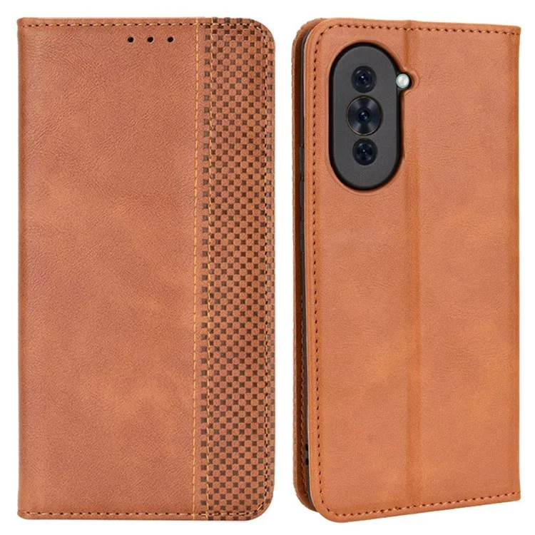 Retro PU Leather Anti-dust Wallet Case for Huawei nova 10 Pro 4G, Magnetic Stand Function Flip Auto Closing Phone Cover - Brown-Cellmalls
