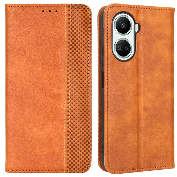 Anti-fall Flip Leather Phone Case For Huawei nova 10 SE 4G Imprinted Pattern Retro Texture Magnetic Auto Closing Phone Cover Wallet Stand - Black-Cellmalls