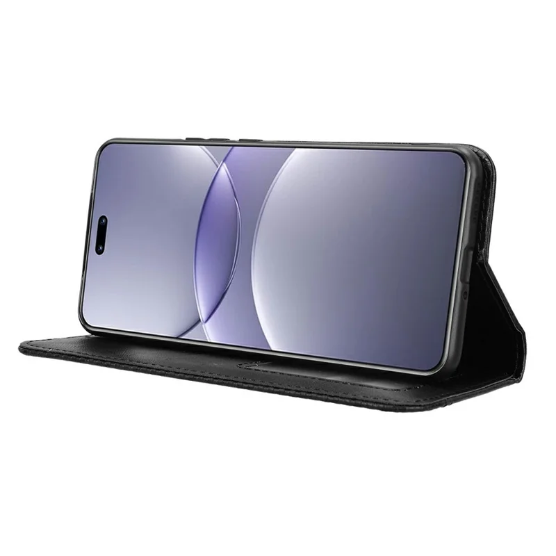For Huawei nova 13 Pro 5G Leather Case Wallet Stand Retro Texture Phone Cover - Black-Cellmalls