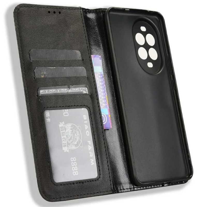 For Huawei nova 13 Pro 5G Leather Case Wallet Stand Retro Texture Phone Cover - Black-Cellmalls