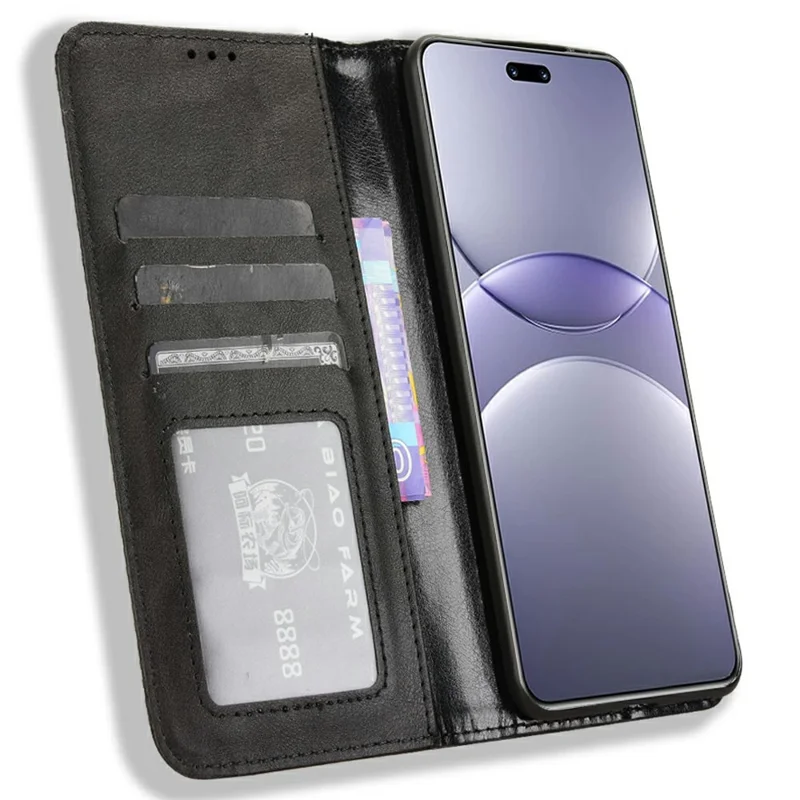 For Huawei nova 13 Pro 5G Leather Case Wallet Stand Retro Texture Phone Cover - Black-Cellmalls