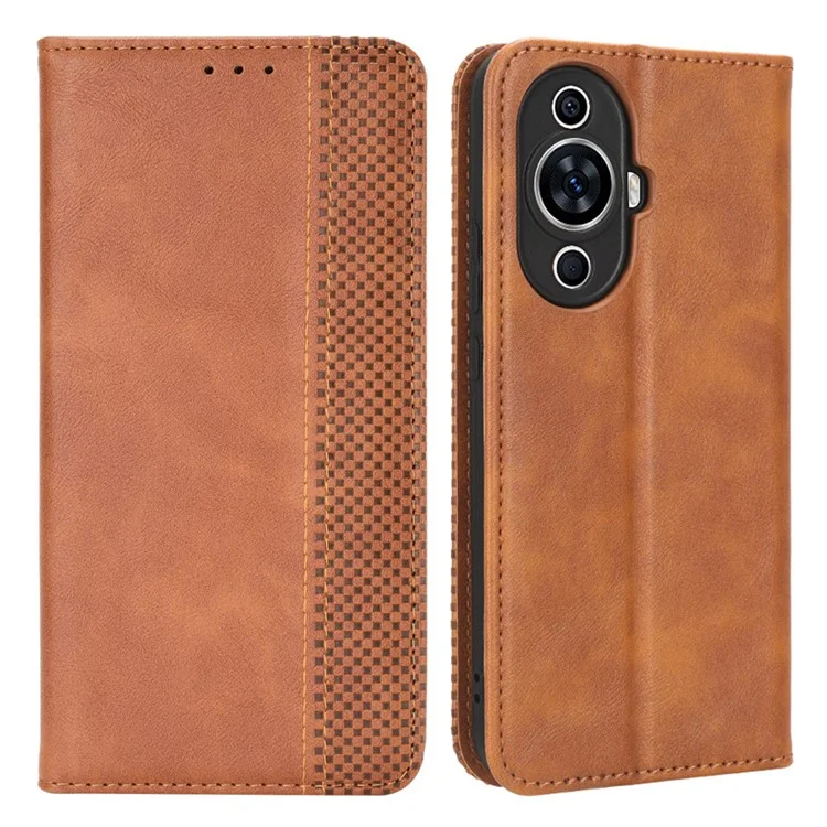 For Huawei nova 11 / nova 12s 4G / nova 12 Lite 4G Stand Wallet Cell Phone Case Anti-Scratch Magnetic Retro PU Leather Cover - Brown-Cellmalls
