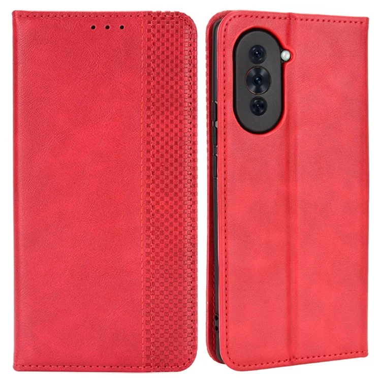 Retro PU Leather Anti-dust Wallet Case for Huawei nova 10 Pro 4G, Magnetic Stand Function Flip Auto Closing Phone Cover - Brown-Cellmalls