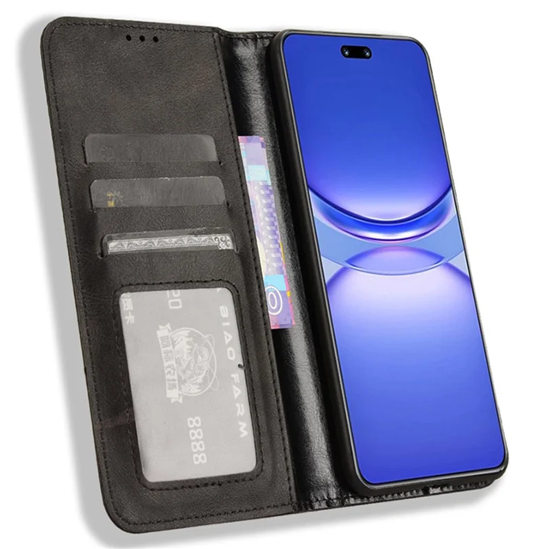 For Huawei nova 13 4G / nova 13 5G / nova 12 5G Cell Phone Case Shockproof Magnetic Closing PU Leather Stand Wallet Cover - Black-Cellmalls