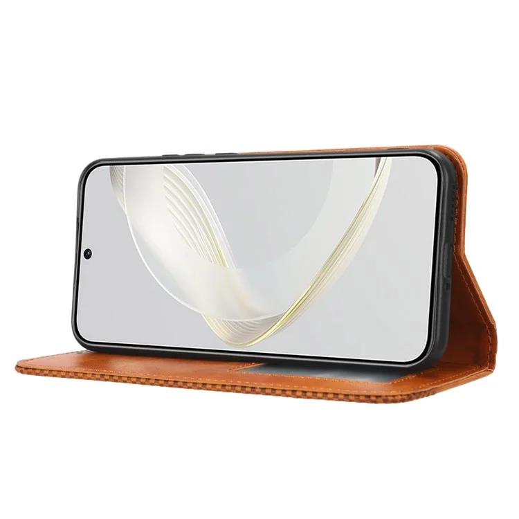 For Huawei nova 11 / nova 12s 4G / nova 12 Lite 4G Stand Wallet Cell Phone Case Anti-Scratch Magnetic Retro PU Leather Cover - Brown-Cellmalls