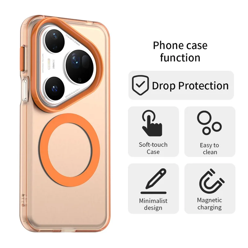For Huawei Pura 80 Ultra Case Compatible with MagSafe Anti Drop Hybrid Phone Back Cover - Orange-Cellmalls