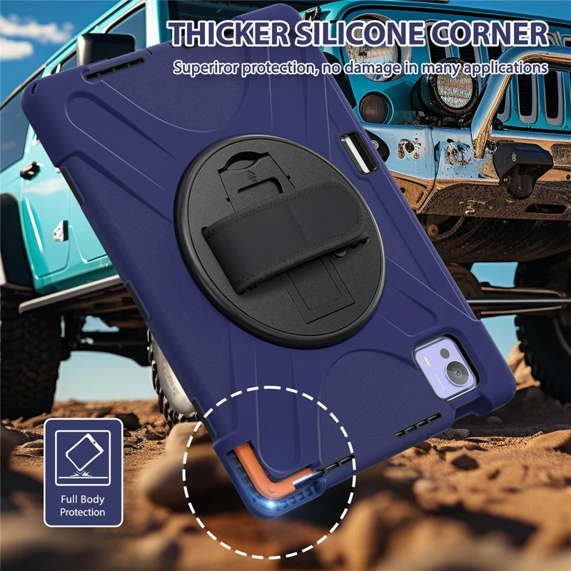 For Xiaomi Pad 7 Ultra Kickstand Case TPU PC Silicone Tablet Cover with Shoulder Strap - Navy Blue-Cellmalls