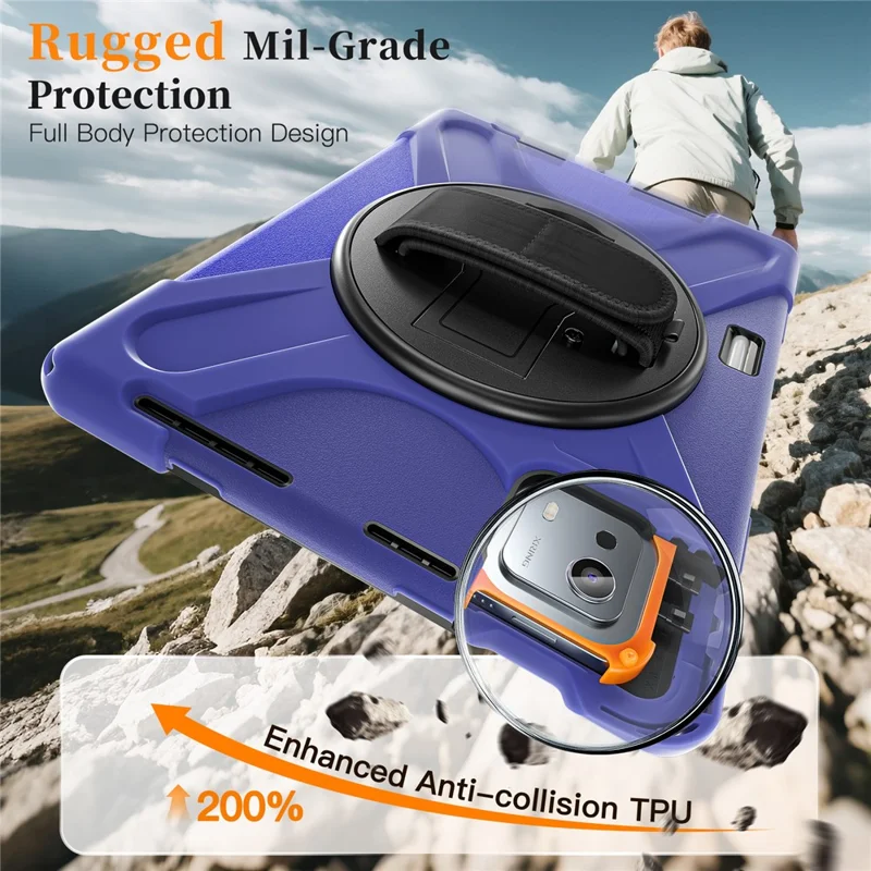 For Xiaomi Pad 7S Pro 12.5 / Pad 6S Pro 12.4 Kickstand Case TPU PC Silicone Tablet Cover with Shoulder Strap - Navy Blue-Cellmalls