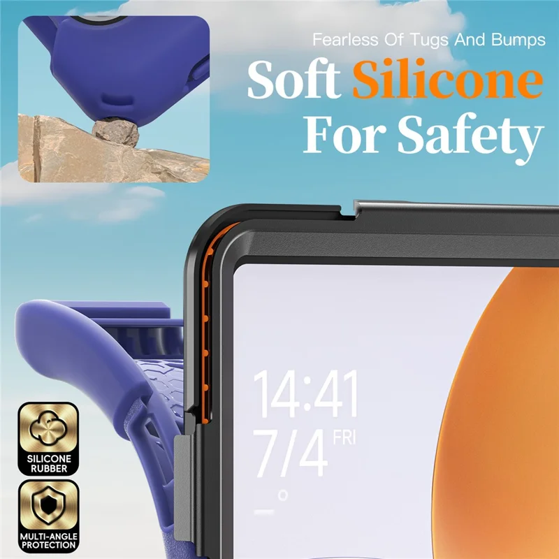 For Xiaomi Pad 7S Pro 12.5 / Pad 6S Pro 12.4 Kickstand Case TPU PC Silicone Tablet Cover with Shoulder Strap - Navy Blue-Cellmalls