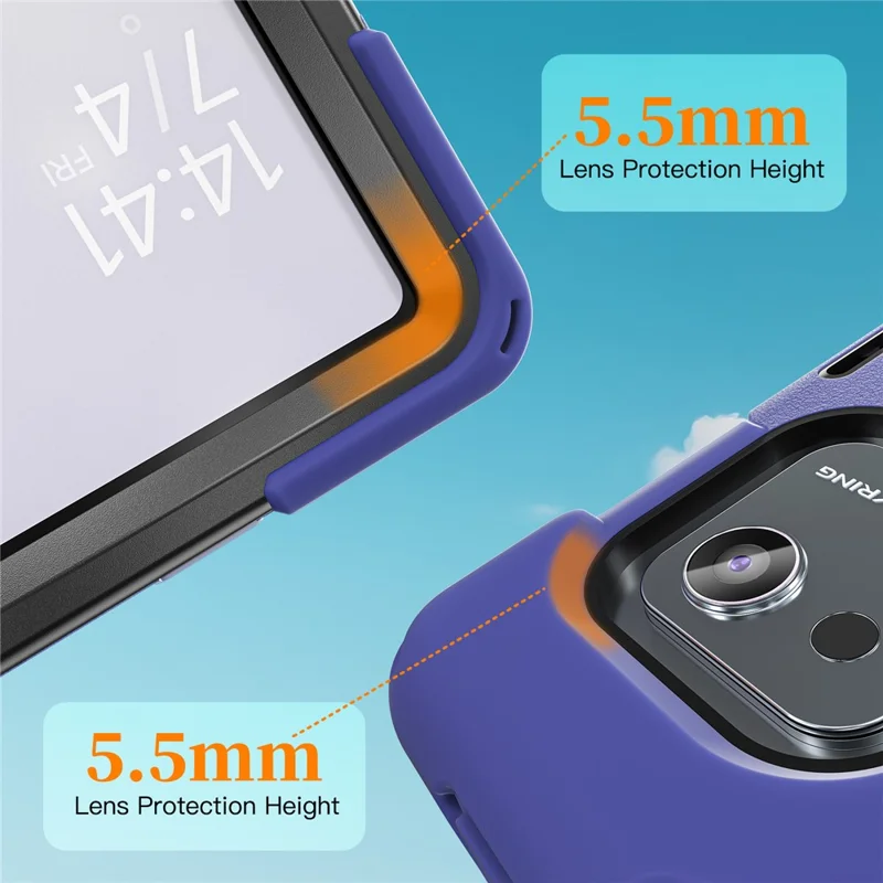 For Xiaomi Pad 7S Pro 12.5 / Pad 6S Pro 12.4 Kickstand Case TPU PC Silicone Tablet Cover with Shoulder Strap - Navy Blue-Cellmalls