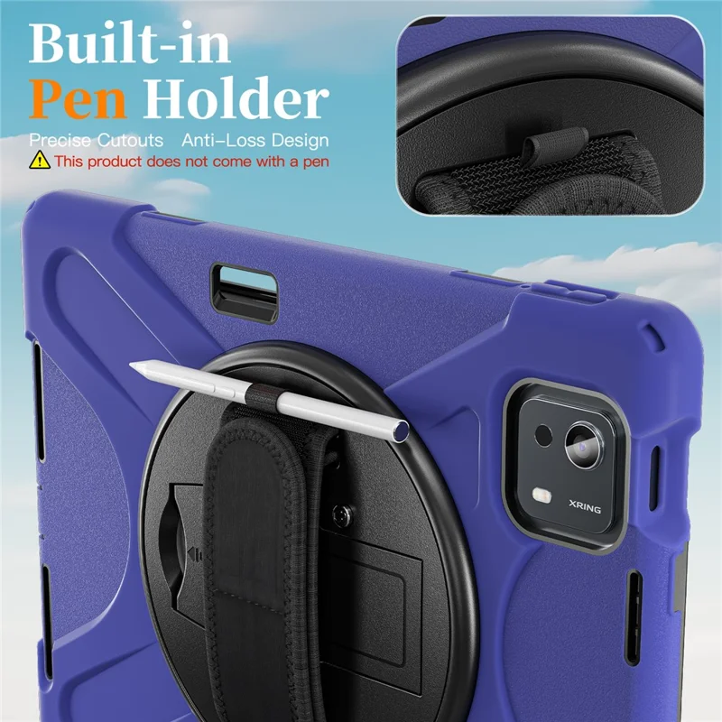 For Xiaomi Pad 7S Pro 12.5 / Pad 6S Pro 12.4 Kickstand Case TPU PC Silicone Tablet Cover with Shoulder Strap - Navy Blue-Cellmalls